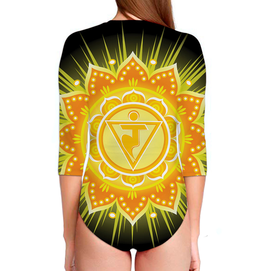 Manipura Chakra Mandala Print Long Sleeve Swimsuit
