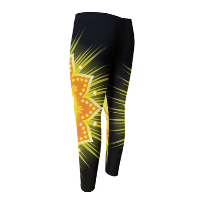 Manipura Chakra Mandala Print Men's Compression Pants