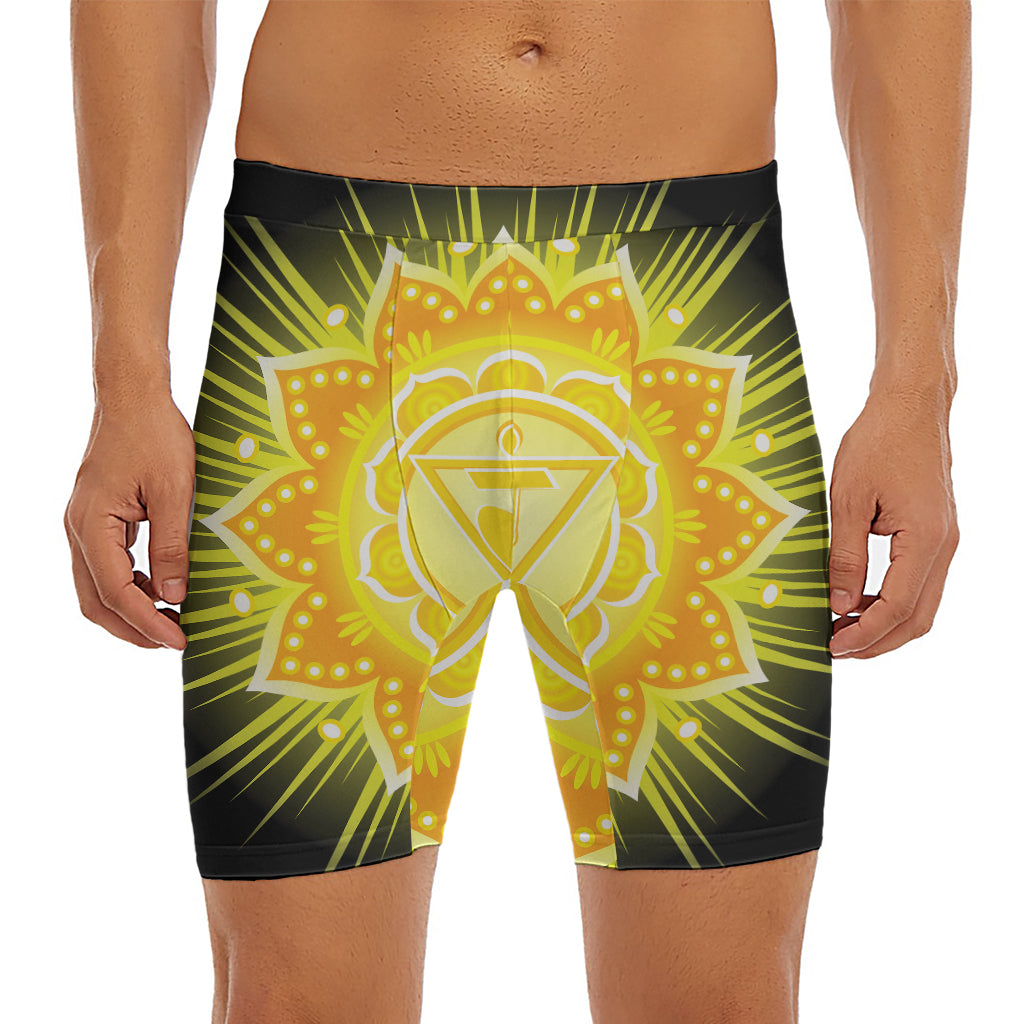 Manipura Chakra Mandala Print Men's Long Boxer Briefs