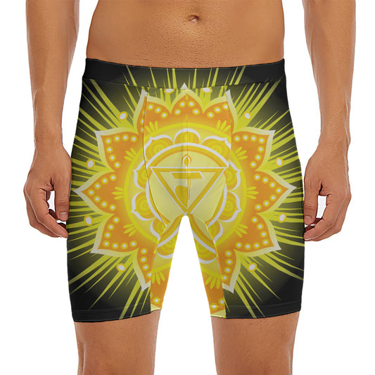 Manipura Chakra Mandala Print Men's Long Boxer Briefs