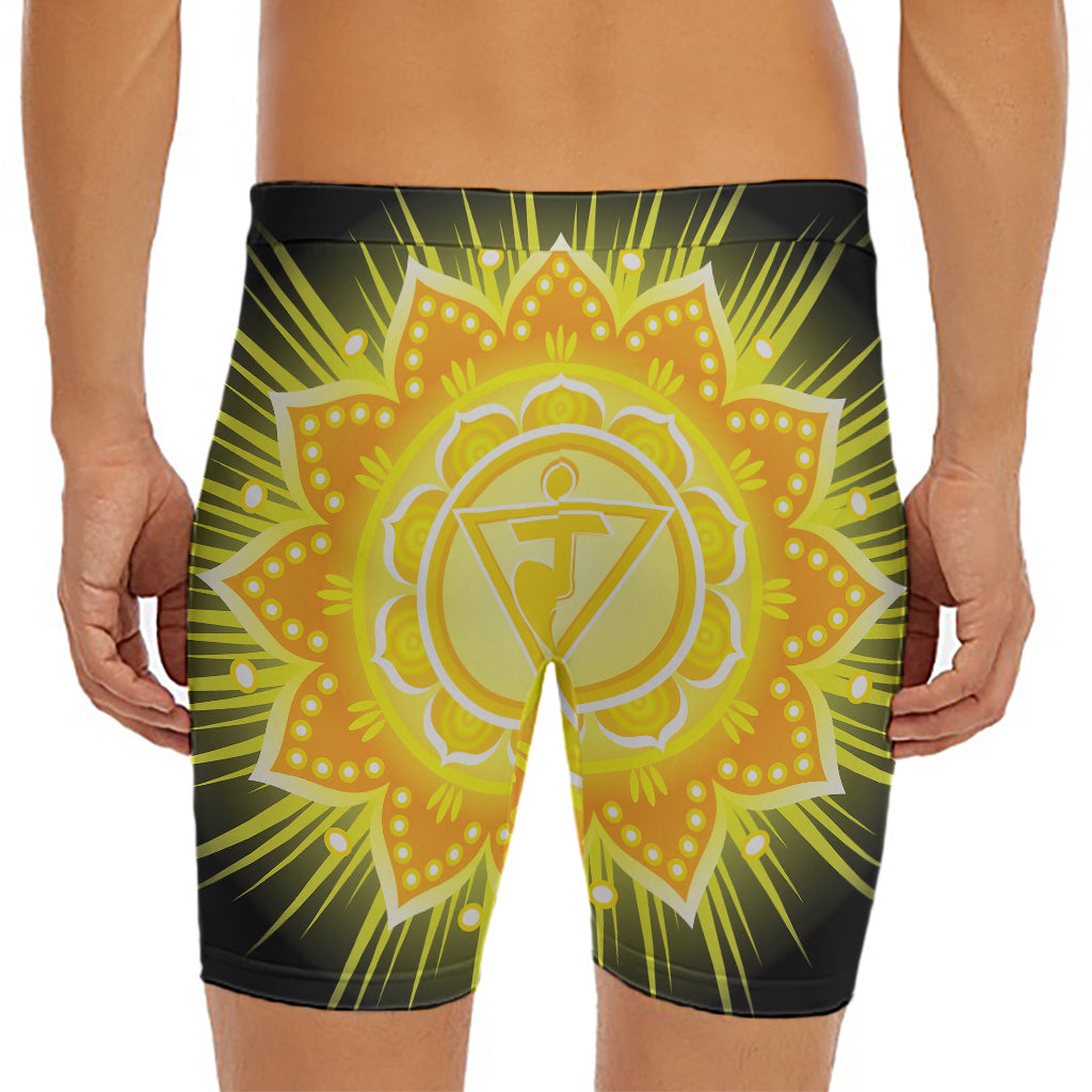 Manipura Chakra Mandala Print Men's Long Boxer Briefs