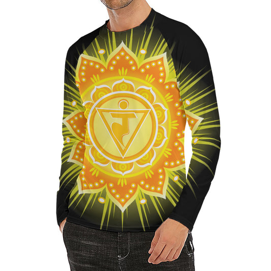 Manipura Chakra Mandala Print Men's Long Sleeve Rash Guard