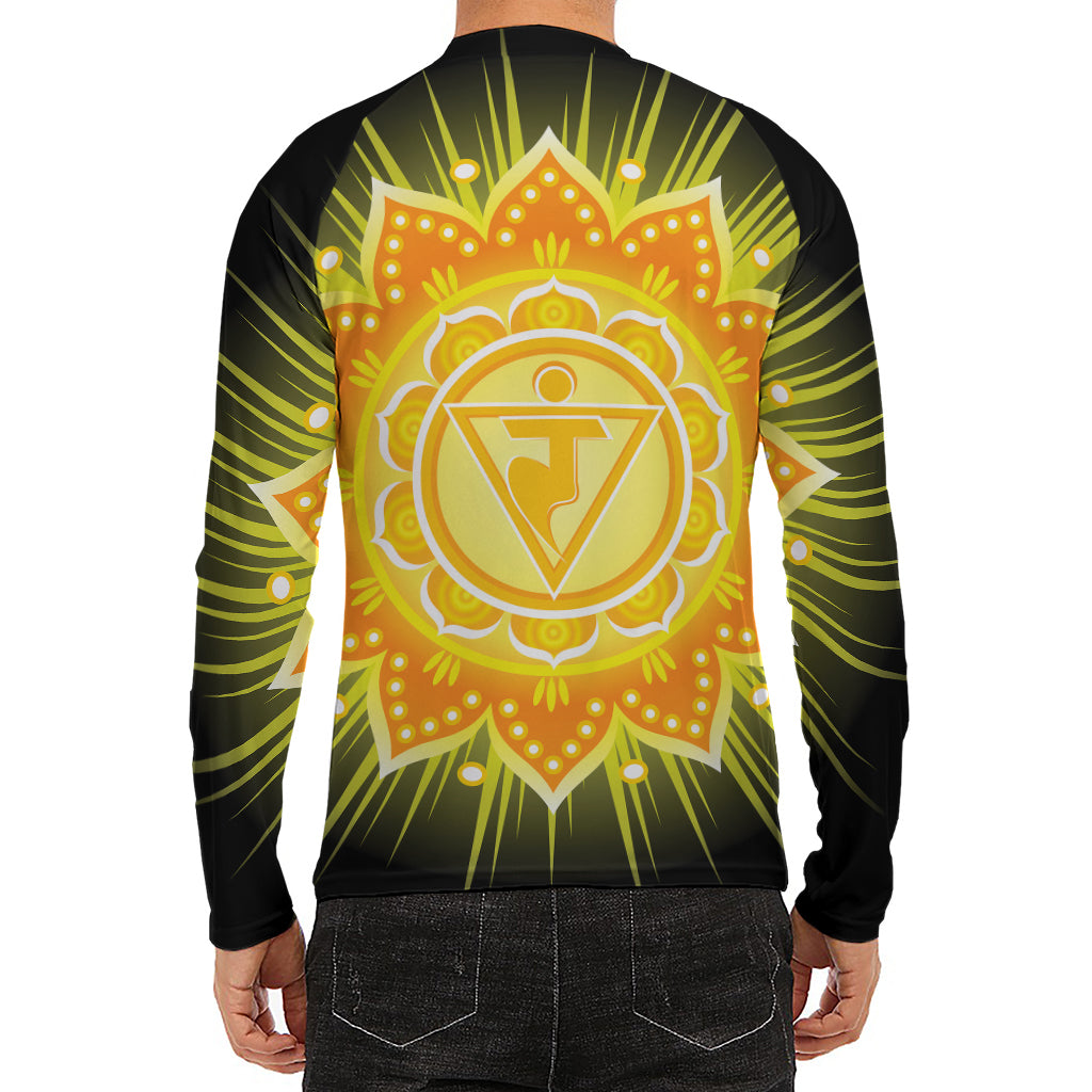 Manipura Chakra Mandala Print Men's Long Sleeve Rash Guard