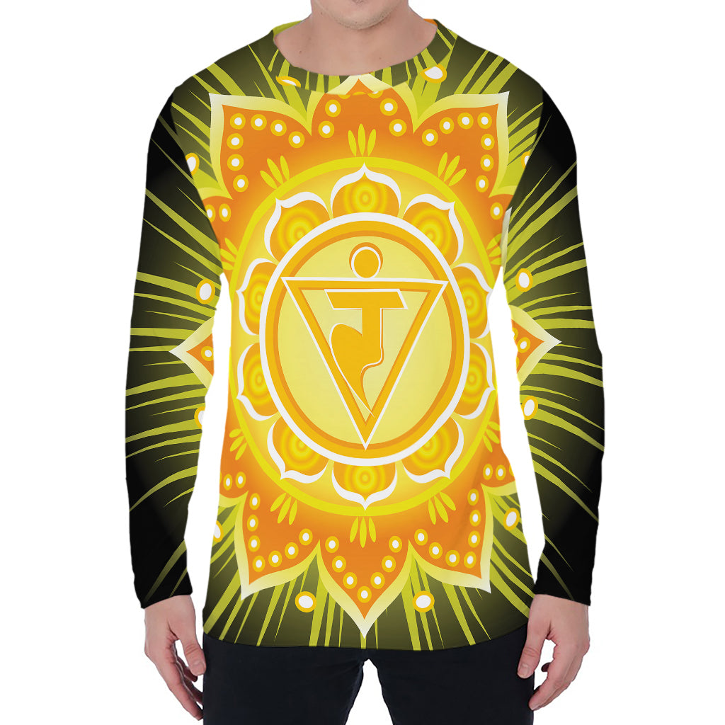 Manipura Chakra Mandala Print Men's Long Sleeve T-Shirt