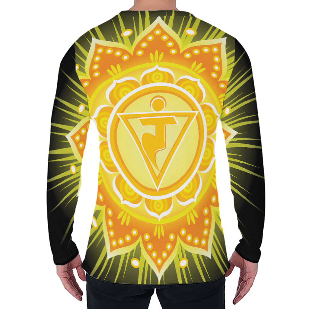 Manipura Chakra Mandala Print Men's Long Sleeve T-Shirt