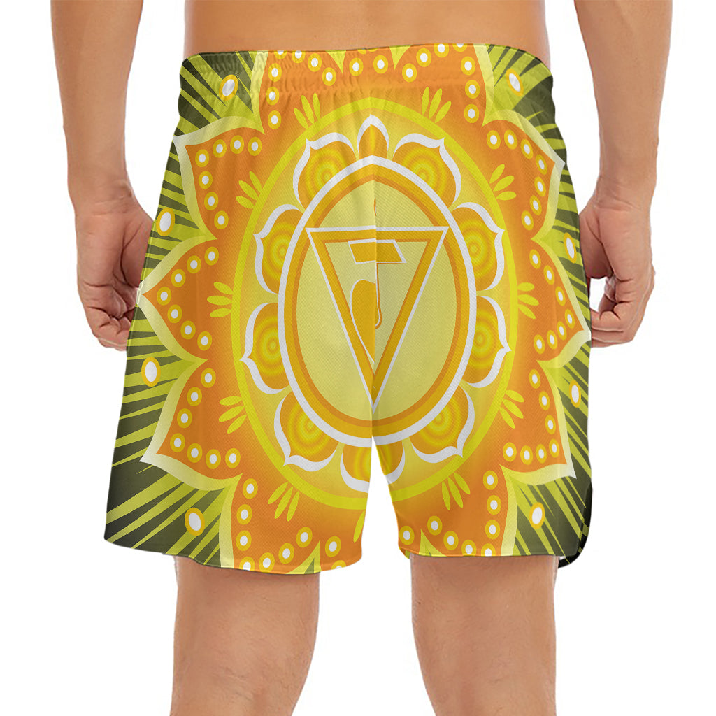 Manipura Chakra Mandala Print Men's Split Running Shorts