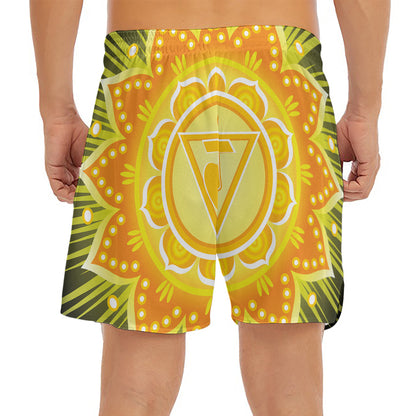 Manipura Chakra Mandala Print Men's Split Running Shorts