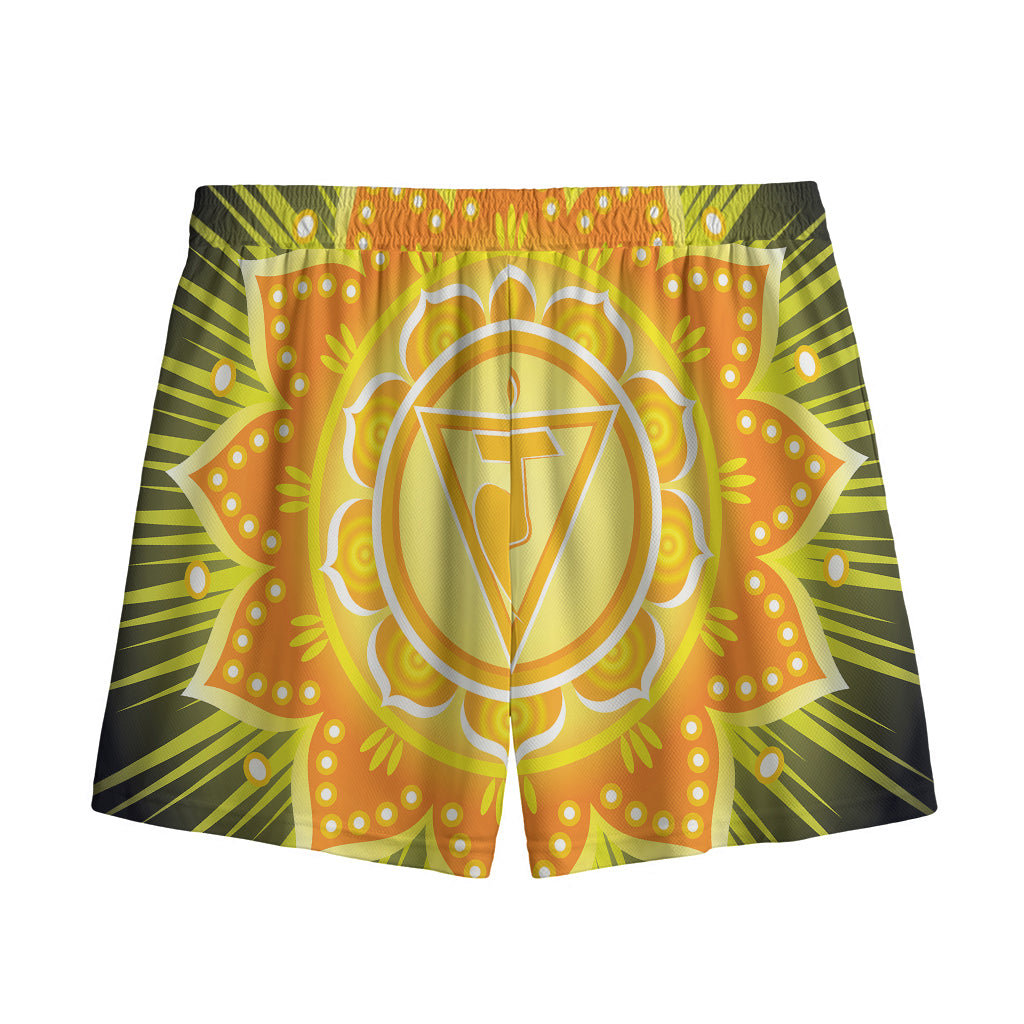 Manipura Chakra Mandala Print Mesh Shorts