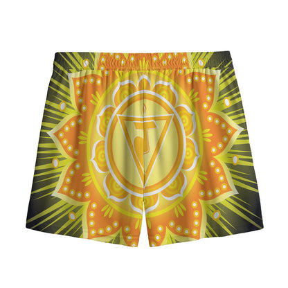 Manipura Chakra Mandala Print Mesh Shorts