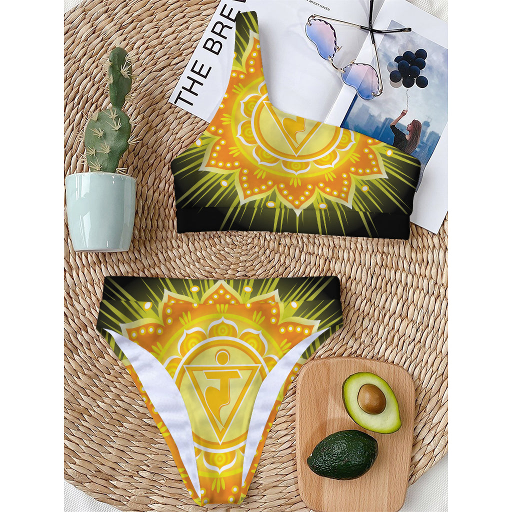 Manipura Chakra Mandala Print One Shoulder Bikini Top