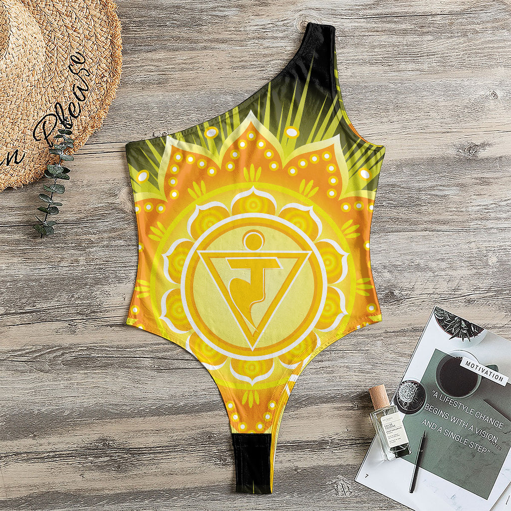 Manipura Chakra Mandala Print One Shoulder Bodysuit