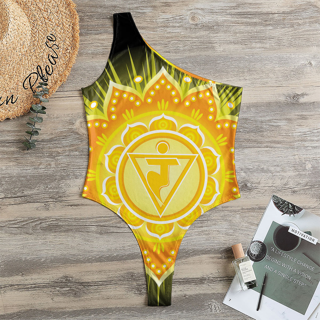 Manipura Chakra Mandala Print One Shoulder Bodysuit