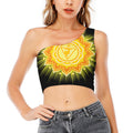 Manipura Chakra Mandala Print One Shoulder Crop Top