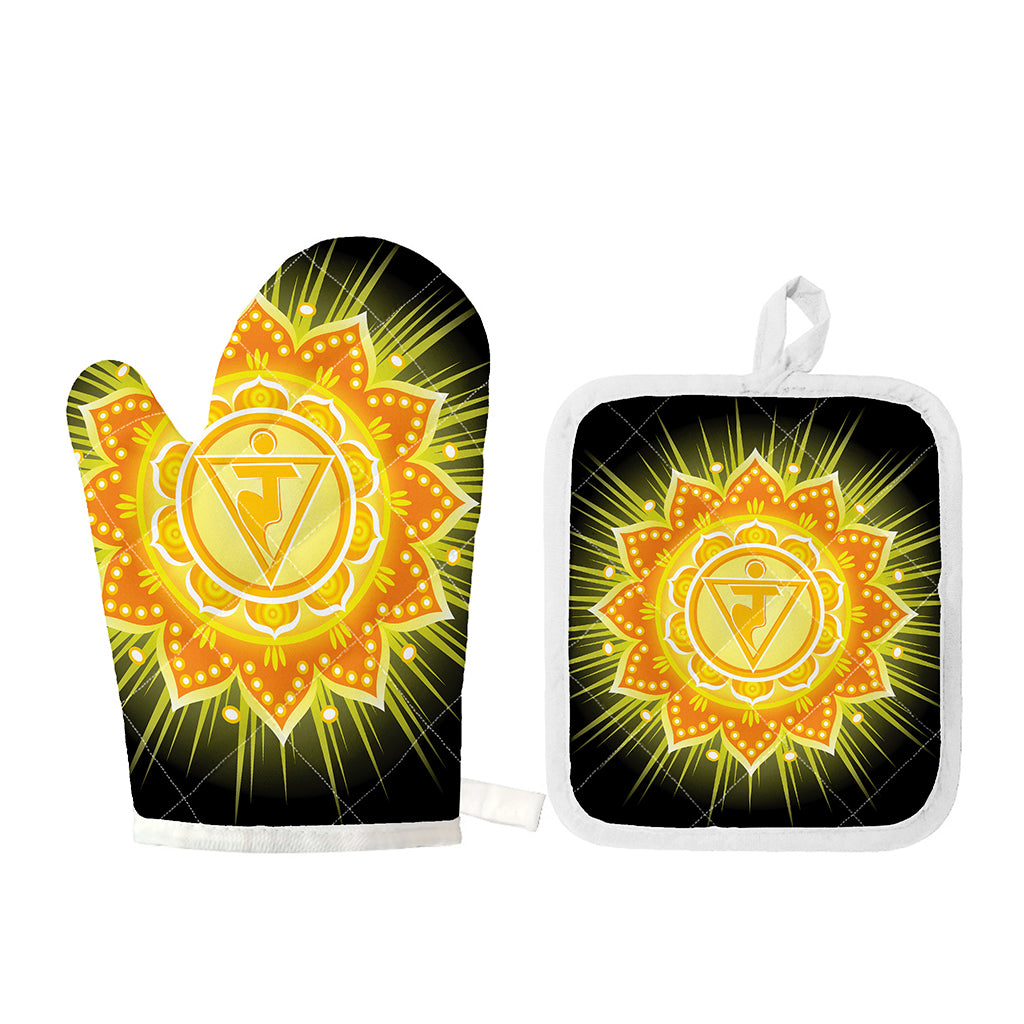Manipura Chakra Mandala Print Oven Mitt And Pot Holder Set