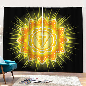 Manipura Chakra Mandala Print Pencil Pleat Curtains