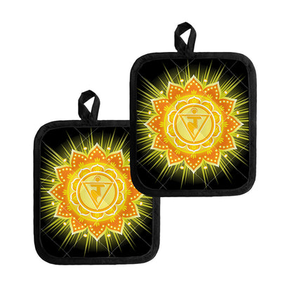 Manipura Chakra Mandala Print Pot Holders