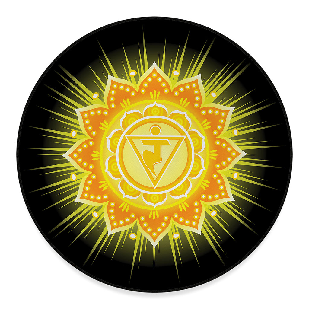 Manipura Chakra Mandala Print Round Floor Mat