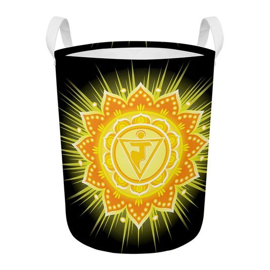 Manipura Chakra Mandala Print Round Laundry Basket