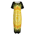 Manipura Chakra Mandala Print Short Sleeve Long Nightdress