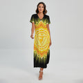 Manipura Chakra Mandala Print Short Sleeve Maxi Dress