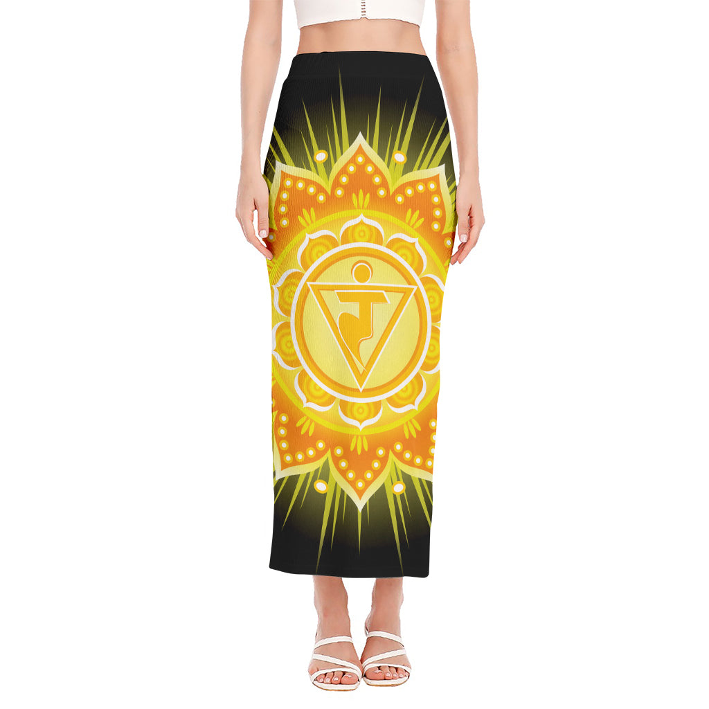 Manipura Chakra Mandala Print Side Slit Maxi Skirt
