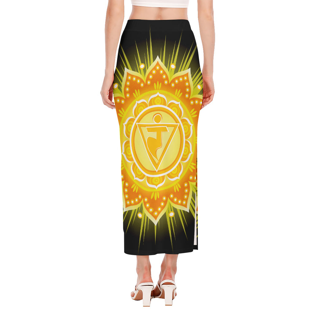 Manipura Chakra Mandala Print Side Slit Maxi Skirt