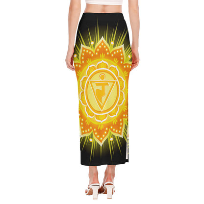 Manipura Chakra Mandala Print Side Slit Maxi Skirt