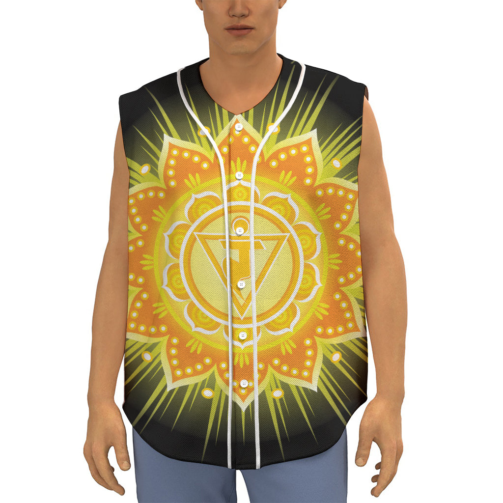 Manipura Chakra Mandala Print Sleeveless Baseball Jersey