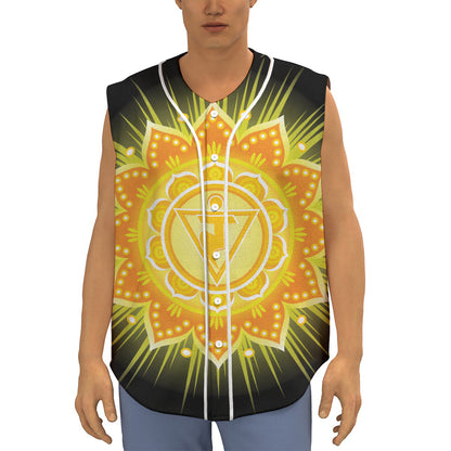 Manipura Chakra Mandala Print Sleeveless Baseball Jersey