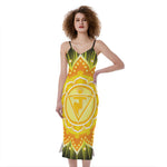 Manipura Chakra Mandala Print Slim Fit Midi Cami Dress