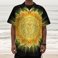 Manipura Chakra Mandala Print Textured Short Sleeve Shirt