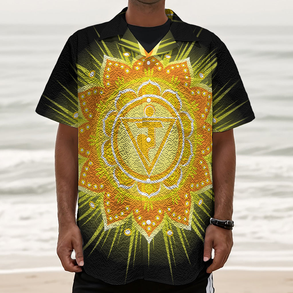 Manipura Chakra Mandala Print Textured Short Sleeve Shirt