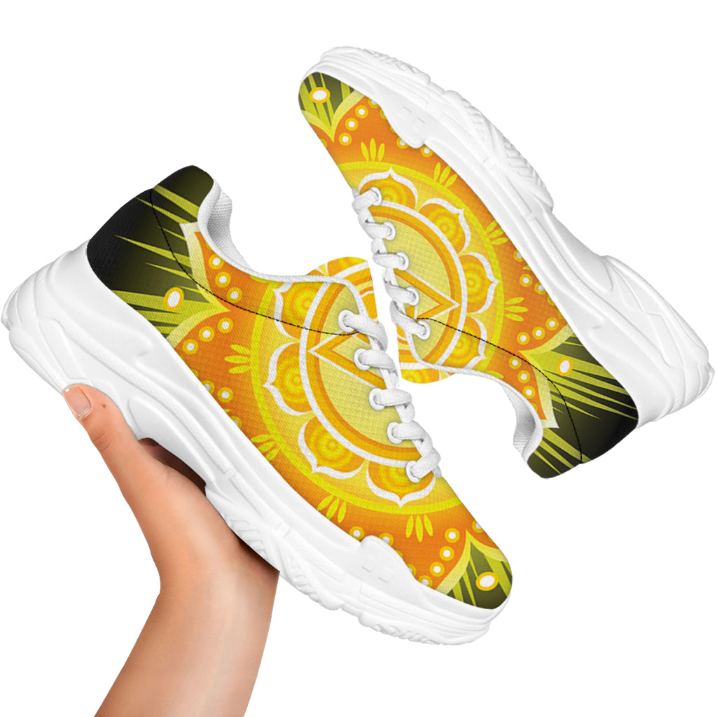 Manipura Chakra Mandala Print White Chunky Shoes