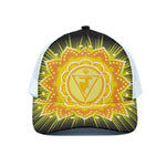 Manipura Chakra Mandala Print White Mesh Trucker Cap