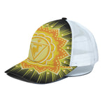 Manipura Chakra Mandala Print White Mesh Trucker Cap