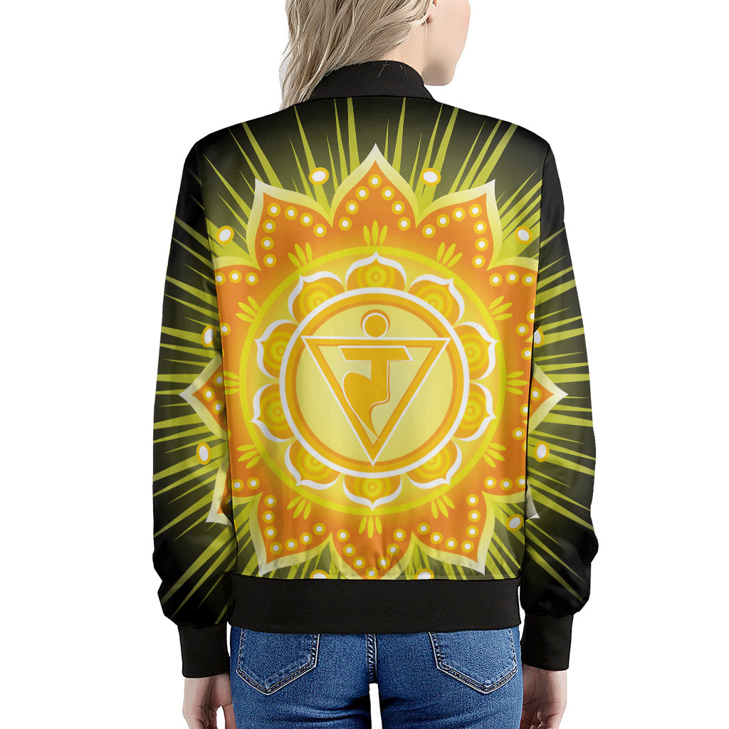 Manipura Chakra Mandala Print Women's Bomber Jacket