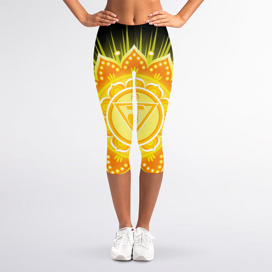 Manipura Chakra Mandala Print Women's Capri Leggings