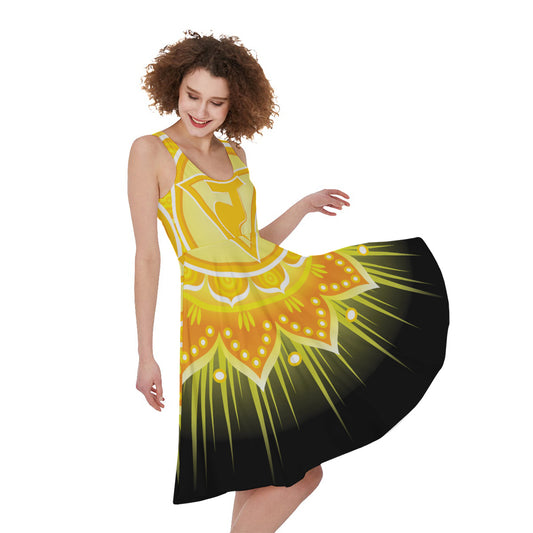 Manipura Chakra Mandala Print Women's Sleeveless Dress