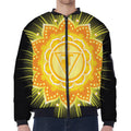 Manipura Chakra Mandala Print Zip Sleeve Bomber Jacket