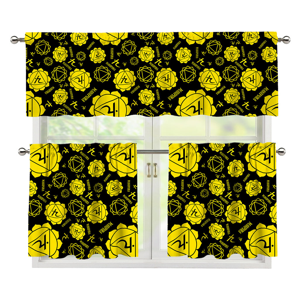 Manipura Chakra Pattern Print 3 Piece Kitchen Curtains