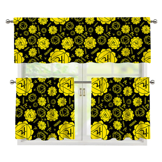 Manipura Chakra Pattern Print 3 Piece Kitchen Curtains
