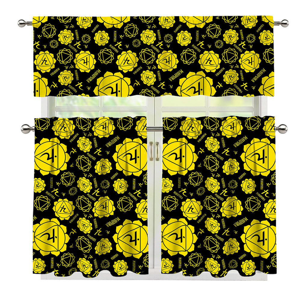 Manipura Chakra Pattern Print 3 Piece Kitchen Curtains