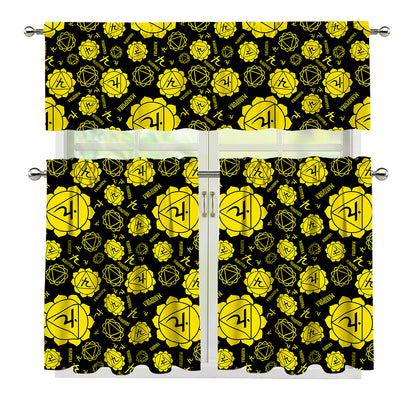 Manipura Chakra Pattern Print 3 Piece Kitchen Curtains