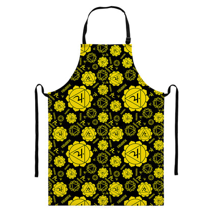 Manipura Chakra Pattern Print Bib Apron With Pocket