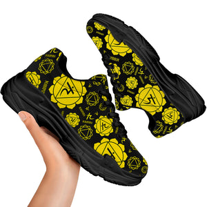 Manipura Chakra Pattern Print Black Chunky Shoes