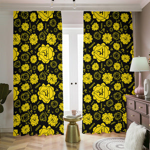 Manipura Chakra Pattern Print Blackout Pencil Pleat Curtains