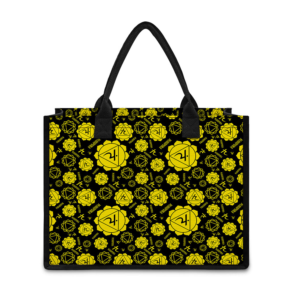 Manipura Chakra Pattern Print Canvas Tote Bag