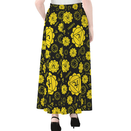Manipura Chakra Pattern Print Chiffon Maxi Skirt