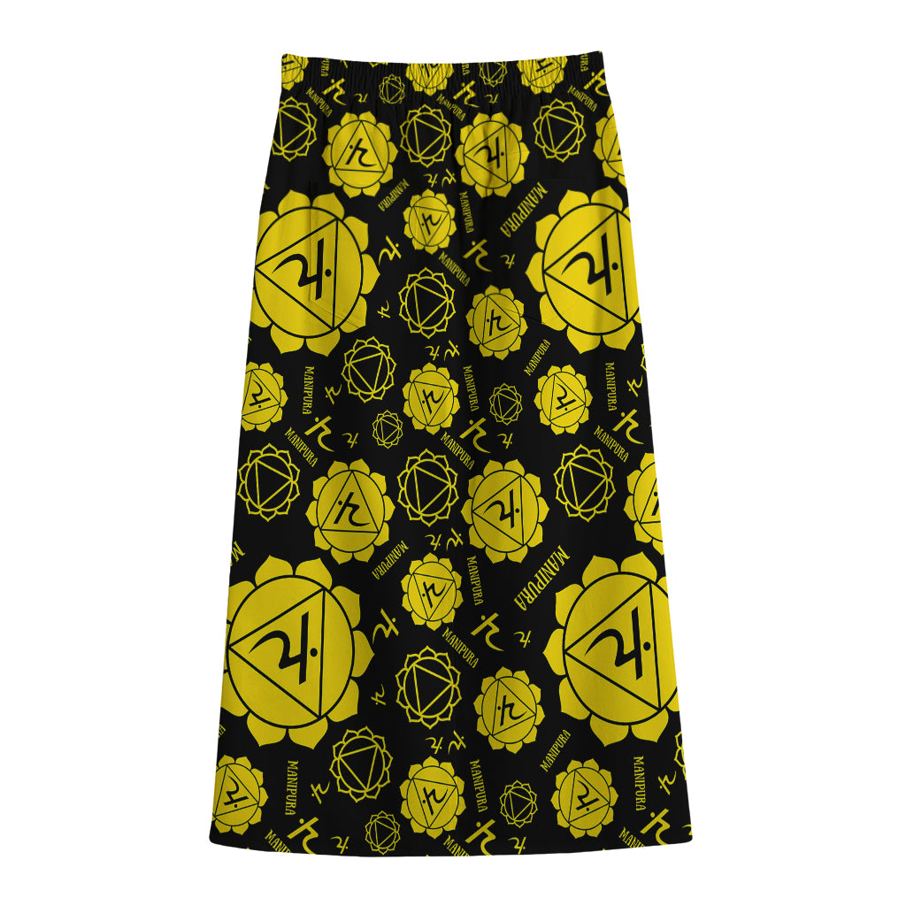 Manipura Chakra Pattern Print Cotton Front Slit Maxi Skirt