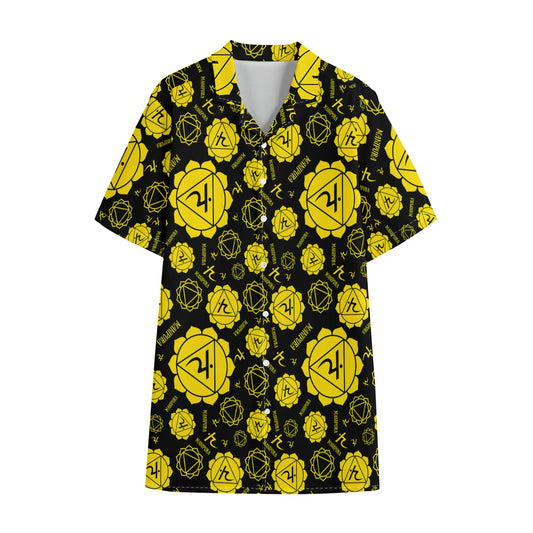 Manipura Chakra Pattern Print Cotton Hawaiian Shirt